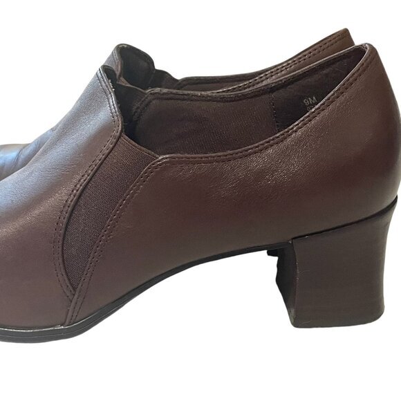 Liz Baker Brown Leather Ankle Shoes 9M Comfort Classic Practical Chic‎ Business - Picture 3 of 7